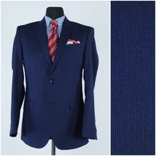 Mens Navy Blue Blazer UK 38R ESPRIT Modern Fit Striped Wool Sport Coat Jacket