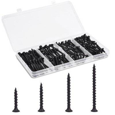 Drywall Screws Assortment Kit - 170 Pcs Black Wood No. 7, black