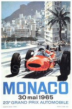 VINTAGE 1965 MONACO GRAND PRIX RACING A3 POSTER PRINT