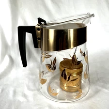MCM David Douglas Flameproof Carafe Tea Maker or Coffee pot MCM Gold Leaves