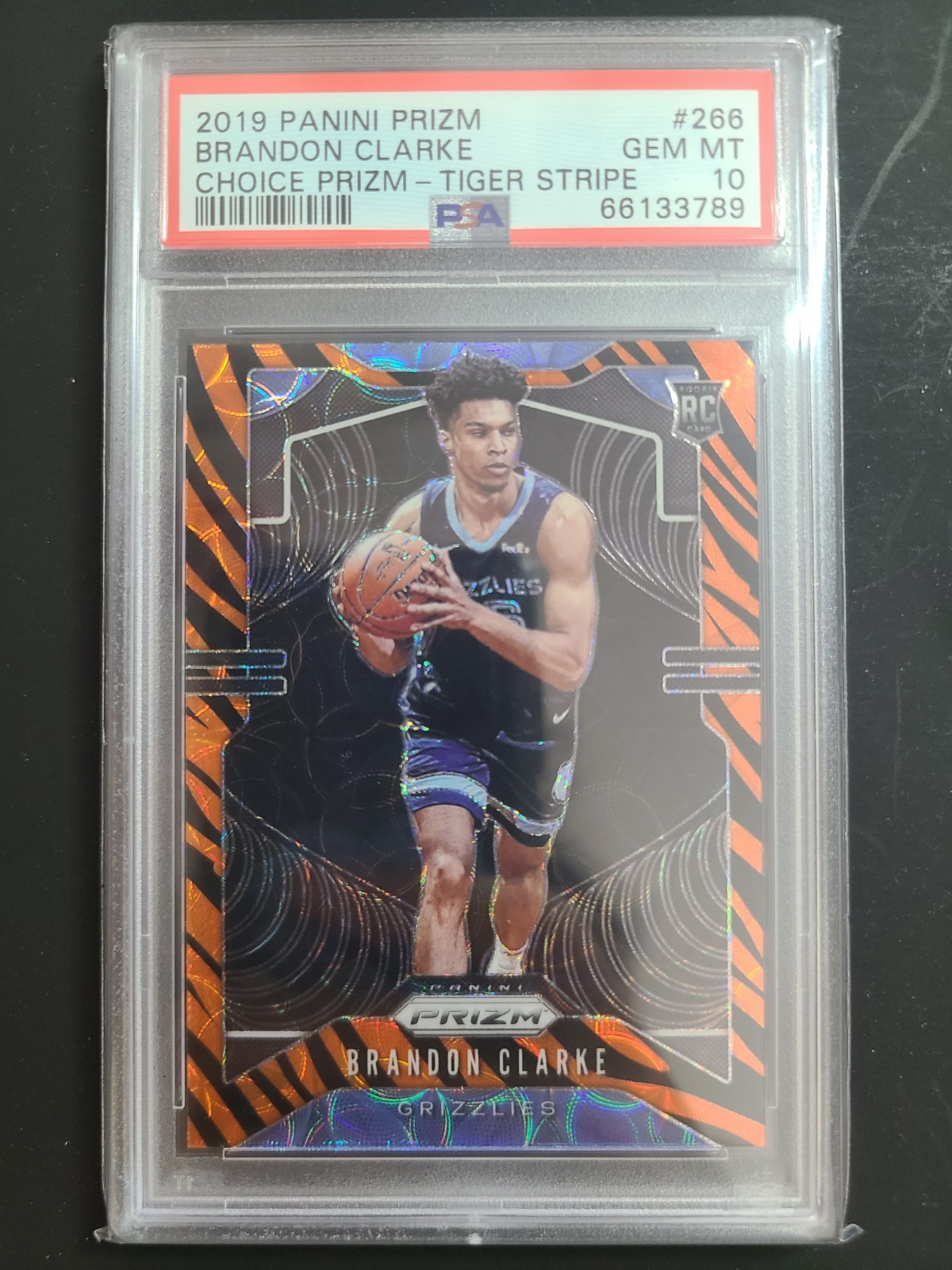BRANDON CLARKE 2019-20 PANINI PRIZM CHOICE TIGER STRIPE SP RC PSA 10 GRIZZLIES