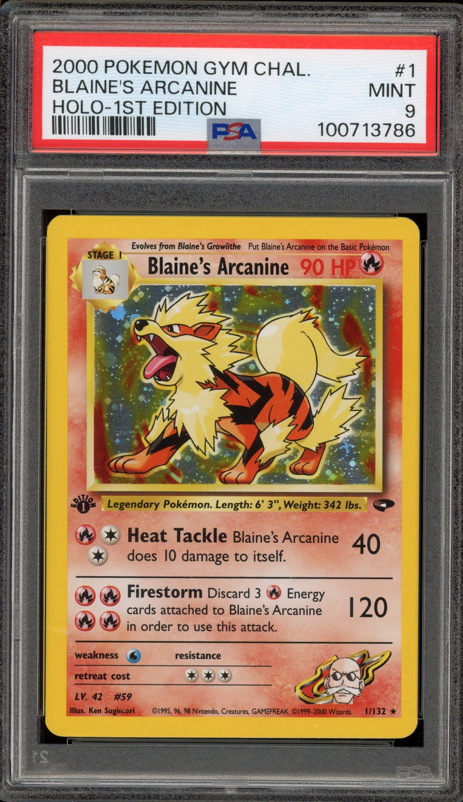 Pokemon Blaine's Arcanine Gym Challenge 1st Edition Holo Rare #1 PSA 9 Mint
