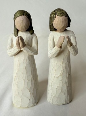 VTG 2000 Willow Tree Sisters by Heart Pair of Girls Praying Demdaco Susan Lordi