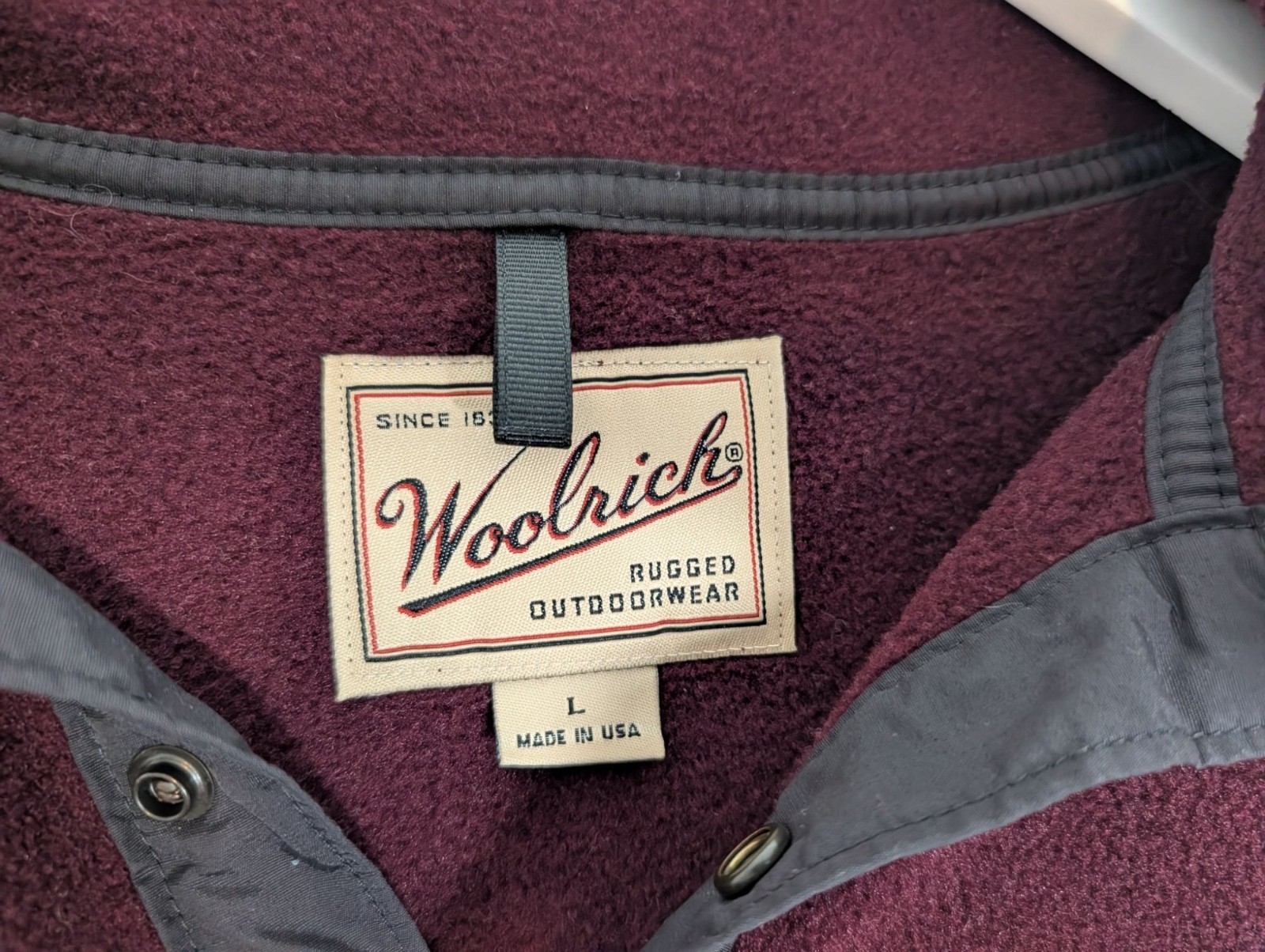 Vintage 90s Woolrich Polartec Maroon 1/4 Snap Fleece Pullover Mens Large USA image 10