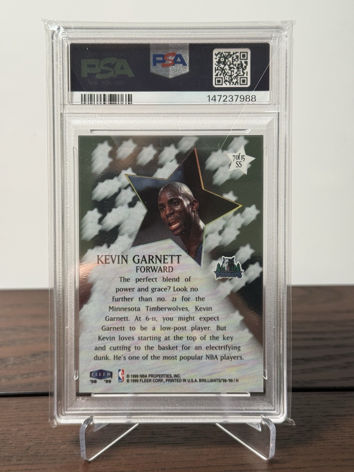 1998-99 Fleer Brilliants Kevin Garnett Shining Stars #7 PSA 9 MINT Vintage KG view 2