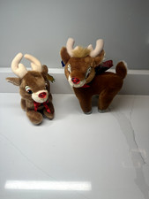 VTG Applause Rudolph The Red Nosed Reindeer Musical Light-Up Plush Lot of 2 