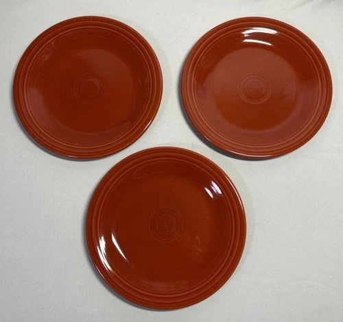 3 Fiesta 10-1/2" Paprika Dinner Plates Fiestaware Homer Laughlin USA READ