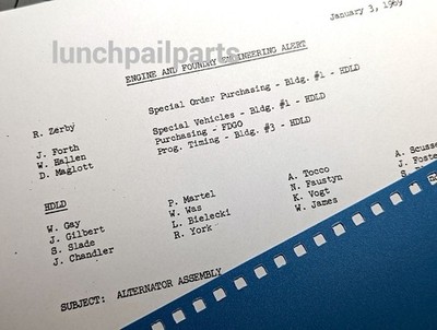 RARE Engineer Memo Ford Mustang Boss 429 New Alternator Spec January 1969 (COPY)