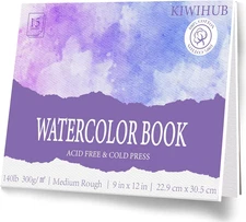 Watercolor Paper Pad, 9 x 12 in, 100% Cotton, 140lb Medium Rough Artist Paint...