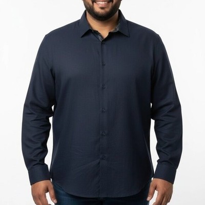 Ponto Uomo Men's Blue Long Sleeve Houndstooth Dress Shirt Big & Tall Size 3X