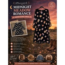 Kensie Midnight Meadow Romance Sheer Floral Dress Size 8 Black Multi NWT