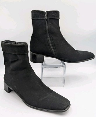 Stuart Weitzman Women's Boot Size 9 Black GoreTex Nylon Suede Trim Low Heel