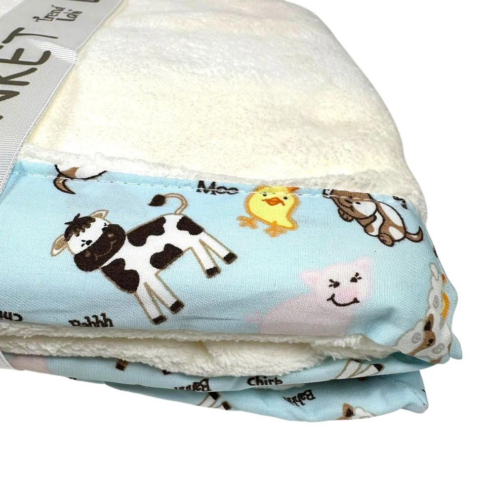 Trend Lab Plush Baby Blanket Farm Animals Embroidered Lamb Cow Pig 30 x 40 NEW - Image 4 of 4