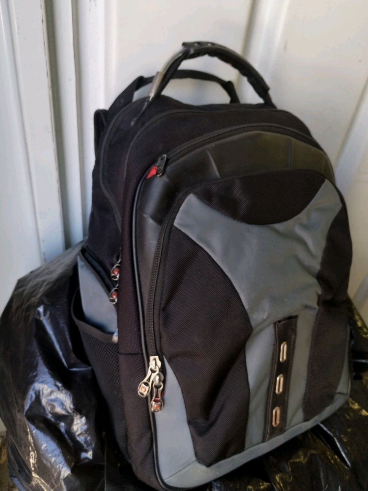 Swiss Backpack Great For Camping Travel School Or Work Durable Gray Space Saver