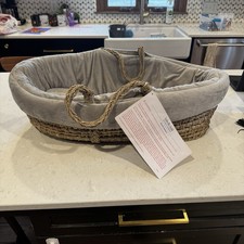 Restoration Hardware Baby  Child Moses Basket Bassinet And Liner
