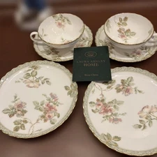 Laura Ashley Tea Cup & Saucer + Cake Plate 2 cup Unused /Only USA DDP shipping