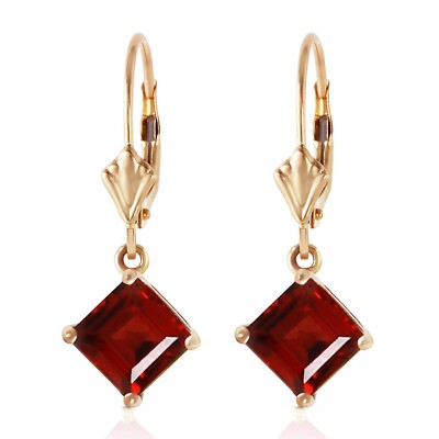 14K. GOLD LEVERBACK EARRING WITH NATURAL GARNETS (Yellow Gold)