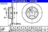 2X ATE 24.0112-0126.1 Bremsscheibe FüR BMW