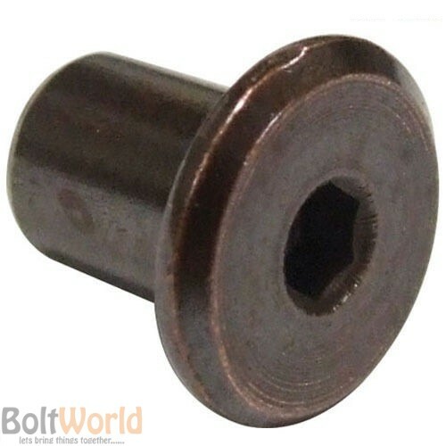 M6 15mm BRONZE JOINT CONNECTOR HEXAGON SOCKET NUTS FURNITURE BOLTS BED
