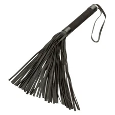 Pleather Synthetic Suede Flogger Black Hand Whip 15.5"