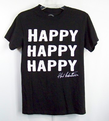 Duck Commander Mens S T-Shirt Black Happy Happy Happy Graphic Tee Short Sleeve