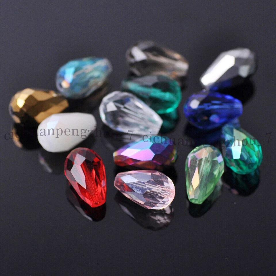 Venta al por mayor 30 piezas cuentas sueltas de vidrio de cristal facetado lágrima de 8x12 mm para hágalo usted mismo Foto 3 de 4