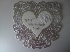 Heart Silver Card Topper - Love makes two hearts one- Wedding/ Anniversary
