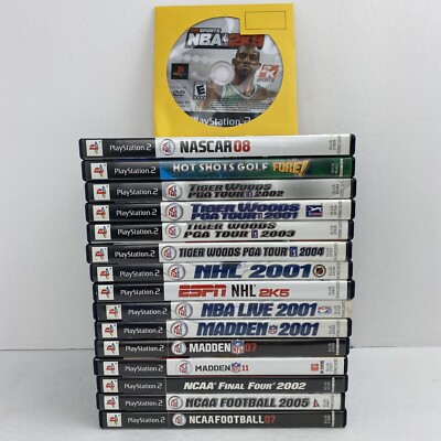 PS2 Sports Game Bundle (16) NFL Madden NCAA NBA NHL PGA NASCAR Untested