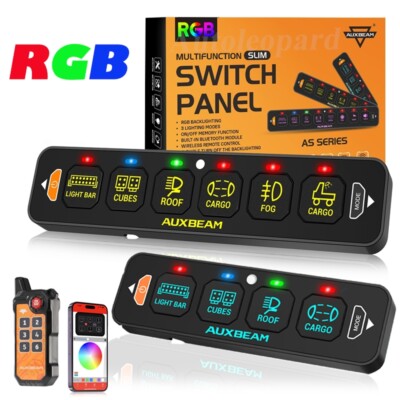 Auxbeam 4 / 6 Gang Slim Switch Panel RGB APP/Wireless Remote Control Toggle Box