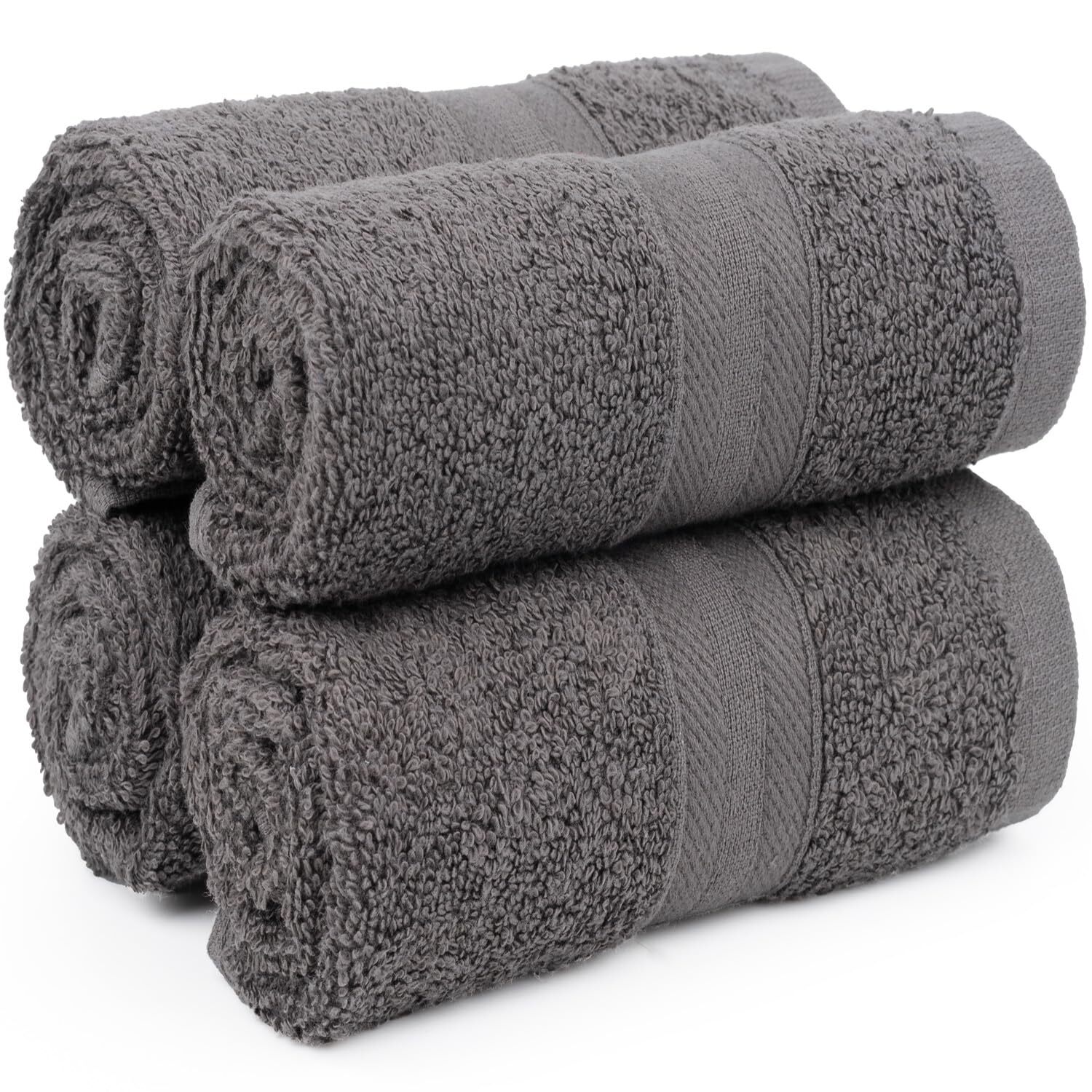 Soft Grey Quick-Dry Cotton Turkish Washcloths Set of 4 13x13