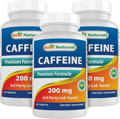 Best Naturals Caffeine Pills 200mg No Crash Jitters 3 Pack 360 Tablets