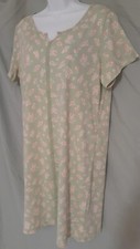 Charter Club Green Pink Nightgown Knee Cap Sleeve Medium 40" BUST