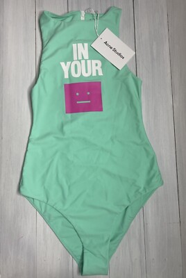 Acne Studios Face Logo Printed One Piece Swimsuit, XS XSmall with 