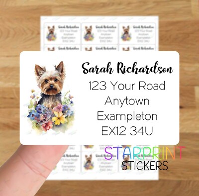 Yorkshire Terrier Personalised Address Labels, Adhesive Custom Return ...