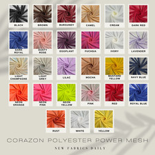 27 Colors Corazon POWER MESH Polyester Spandex Fabric by the Yard