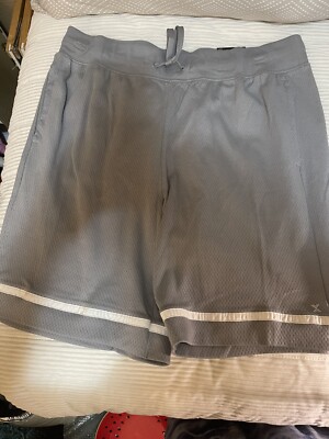 Men s Exersion Basketball Shorts Gray With White Stripe At Hem Size XL-21 1/2 