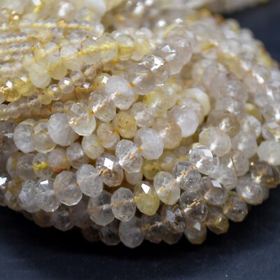 Gold Rutilquarz FACETTED Scheibe Perlen, 4 mm 6 mm 8 mm, 15 Zoll für Schmuckherstellung