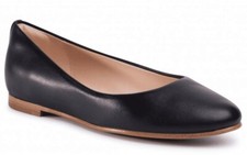Image of CLARKS Grace Piper Leather Flat Ballerina Pump Black UK 3 EU 36