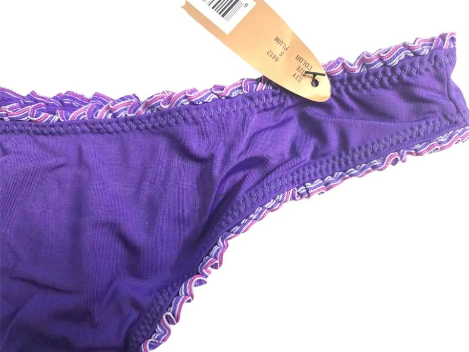 X044 Donna L'oren NEW Plum Pleat Opening Silky Sleek Microfiber G-String Thong S - Image 4 of 4