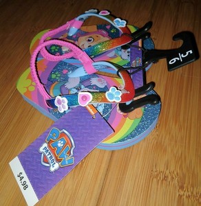 rainbow of paws flip flops
