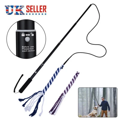 Extendable Dogs Flirt Pole Wand Tug Rope Toy Outdoor Play Fun Interactive Toys