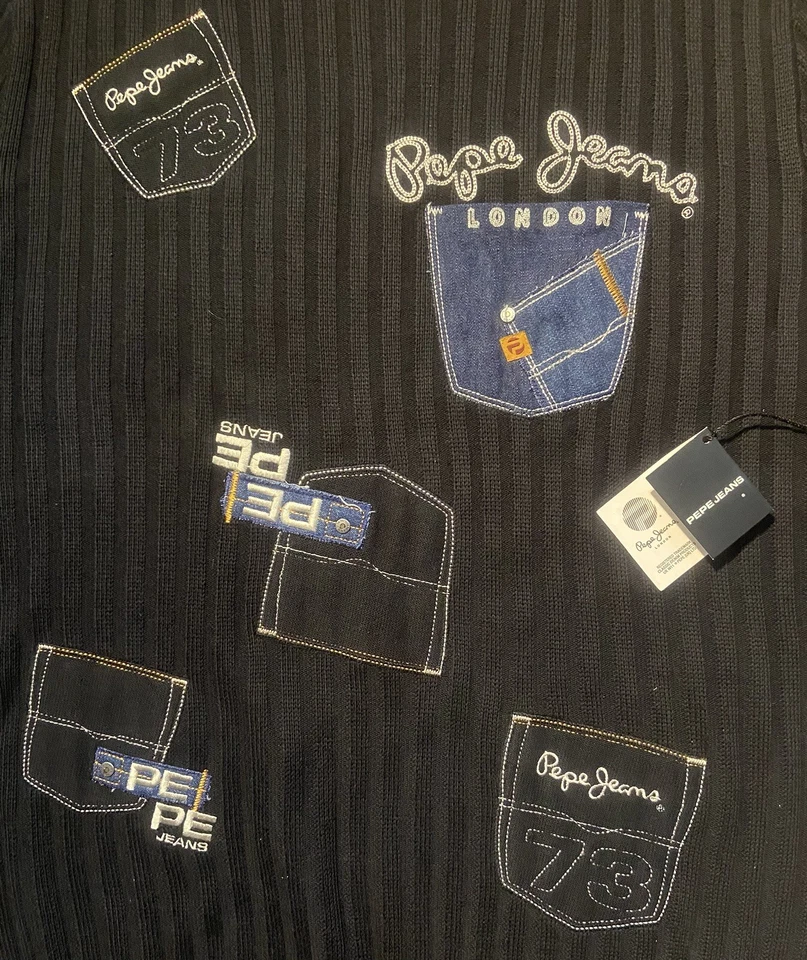 Suéter Parche Azul Vintage Pepe UK London PJL Talla XL Foto 2 de 4