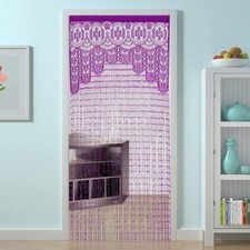 String Door Privacy Lace Curtain Macrame Boho Doorway 35 79in/90 200cm Purple
