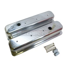 Tall Ball Milled SBC 305,350 Center Bolt Polished Aluminum Valve cover 5.0 5.7