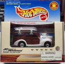 HOT WHEELS L.E. JC WHITNEY PROMOTION WHITE '40s WOODIE W/SURFBOARDS REAL RIDERS!