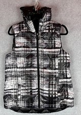 Gerry Down Vest Mens Medium Reversible Puffer Gray Black Geometric