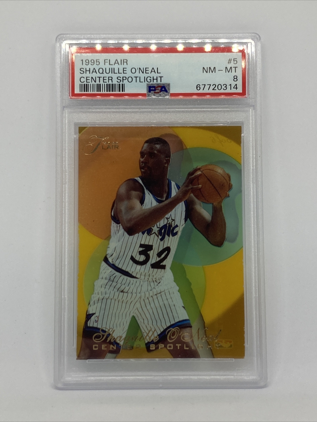 Shaquille O'Neal Center Spotlight Insert 1995-96 Flair Basketball #5 PSA 8 NM
