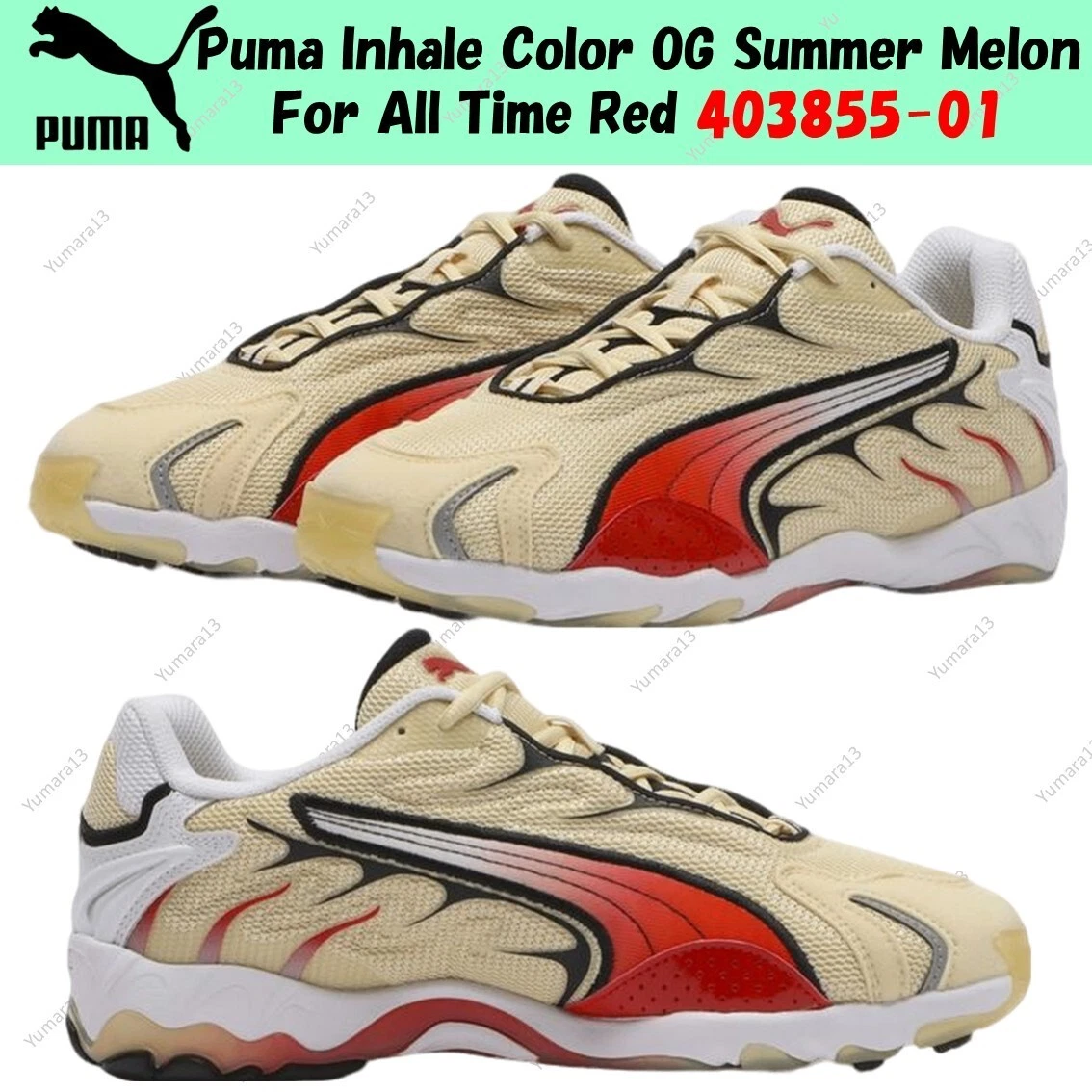 21N15/ PUMA Inhale 403855-01 Summer Melon Red Ivory Mesh Men\'s Athletic Sneakers 403855-01 Puma Inhale Color OG Summer Melon For All Time Red  main image 4