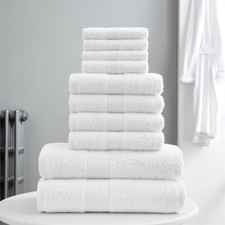 10 PCS TOWEL BALE SET 100% COMBED COTTON SOFT FACE HAND BATH BATHROOM TOWELS
