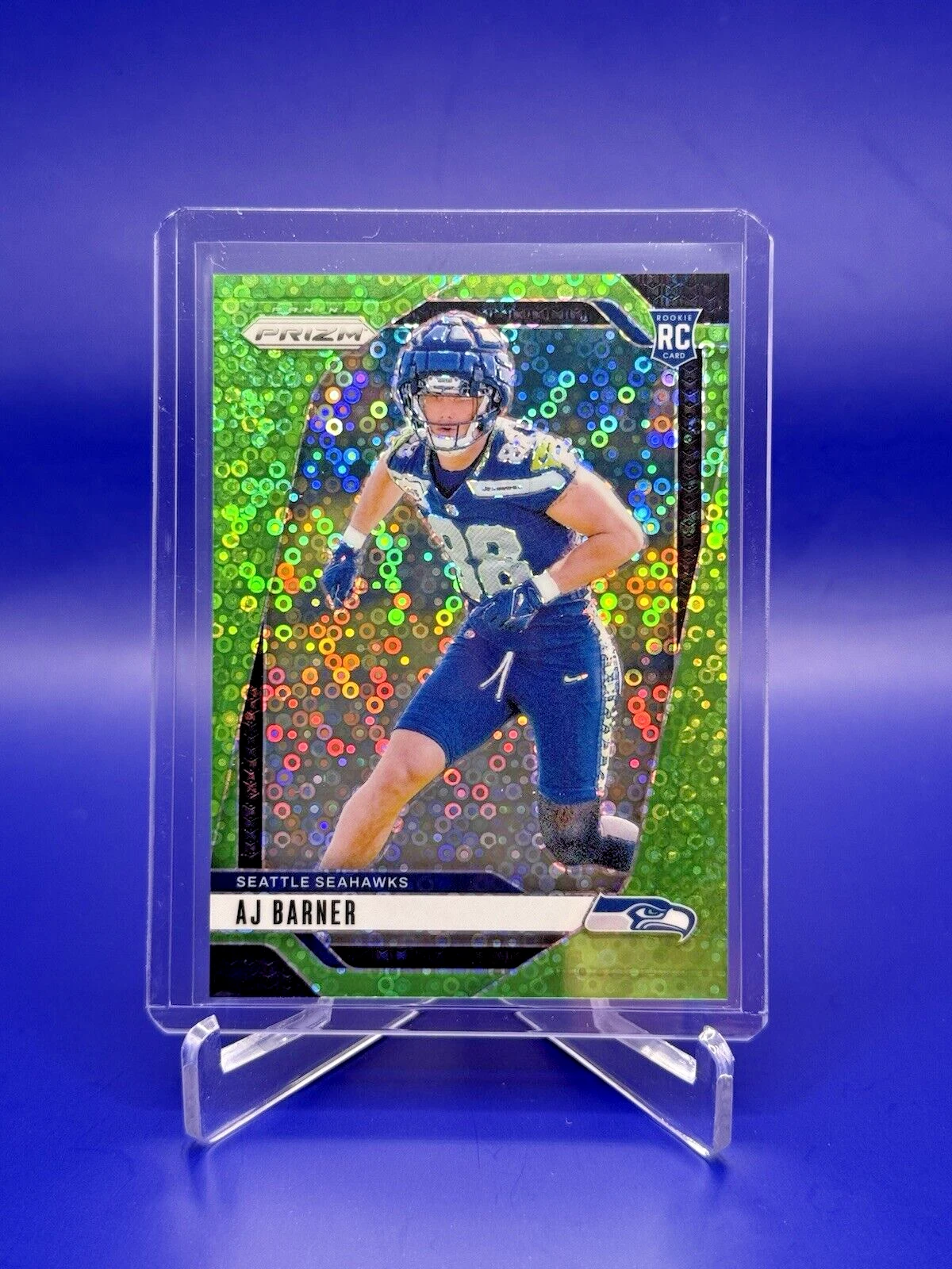 2024 Panini Prizm AJ Barner No Huddle Green Prizm 01/10 RC - Seattle Seahawks